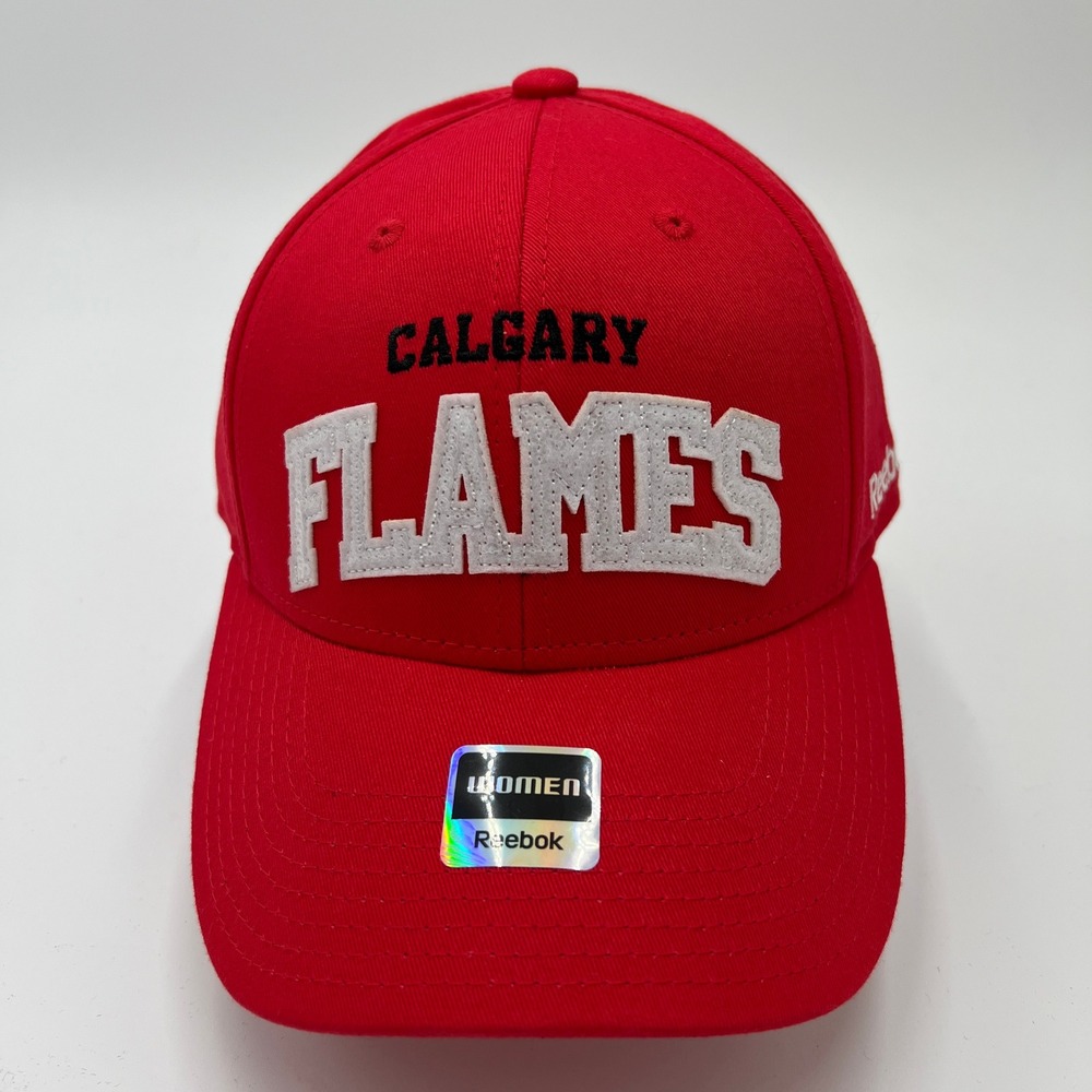 Reebok Calgary Flames NHL Womens Snapback Hat Red Cotton Face Off Headwear